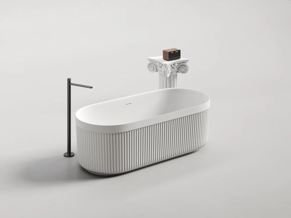 Rectangular Textured Artificial Stone Bathtub MA-5003