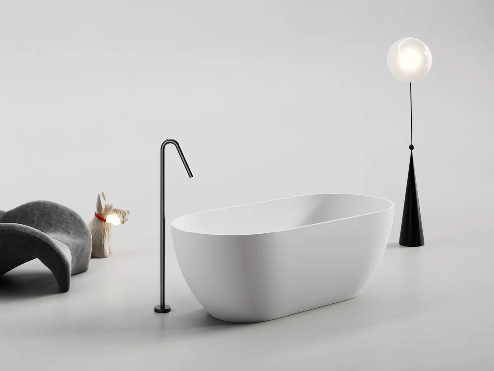 Simple Clean Oval Artificial Stone Bathtub MA-5019