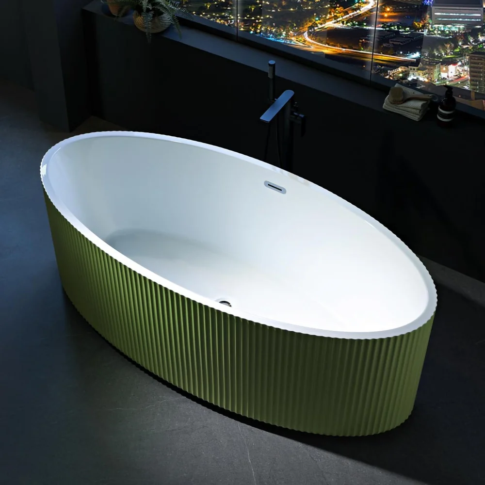 Oval Fluted Vibrant Acrylic Bathtub MC-6005