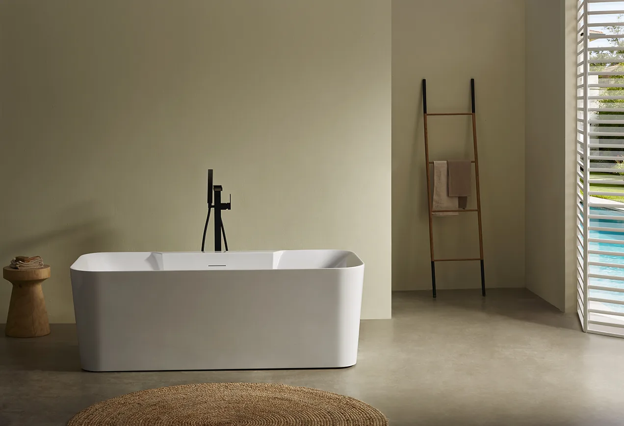 Thick-Rim Rectangular Acrylic Bathtub MC-8010