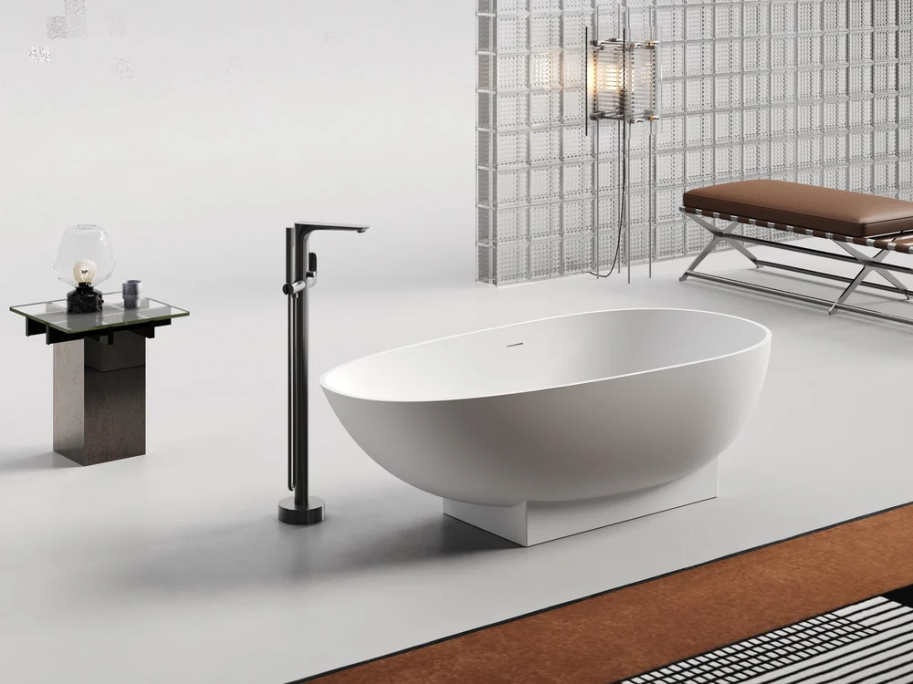 Large Oval Wide Rim Artificial Stone Bathtub MA-5006