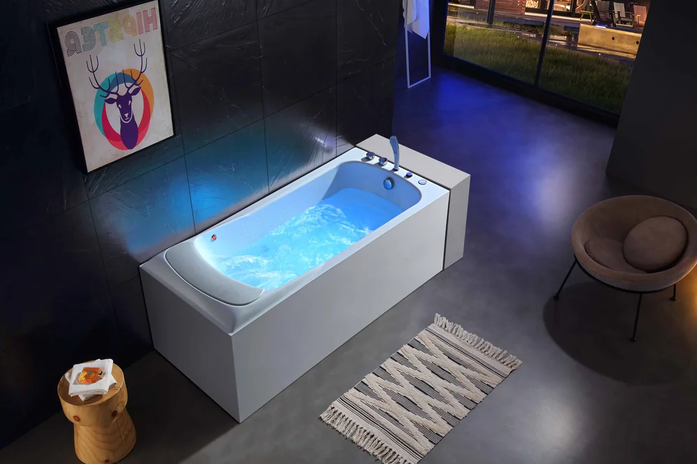 Rectangular Hydro-Massage LED Bathtub MJ-7005