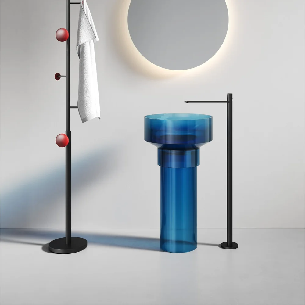 Translucent Ocean Blue Pedestal Basin MP-8004