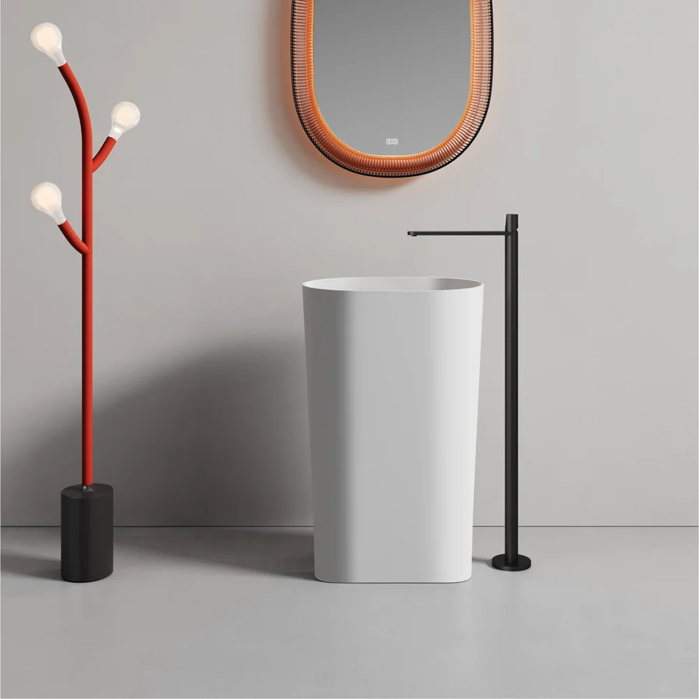 White Rectangular Rounded Pedestal Basin MP-8012